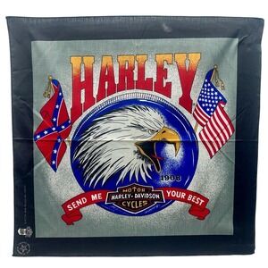 Vintage Harley Davidson Send Me Your Best Eagle and Flags Logo 1903 Bandana‎ USA